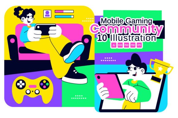 10 Mobile Gaming Community Illustration Graphics