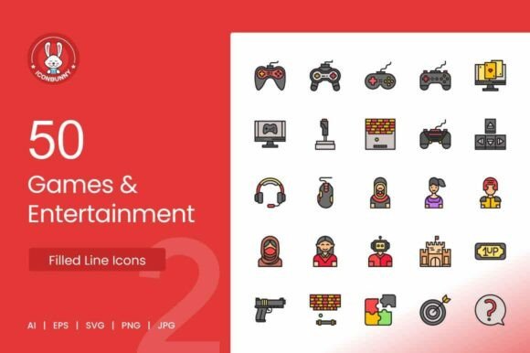 50 Games Entertainment Filled Line Graphics