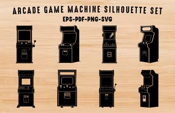 Arcade Game Machine Silhouette Bundle for Graphics and Illustrations