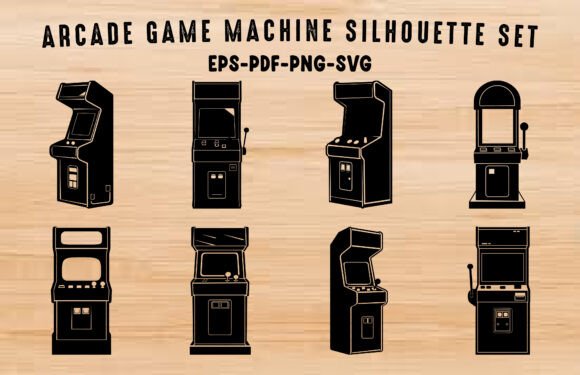 Arcade Game Machine SVG Silhouette Set for Graphics and Illustrations