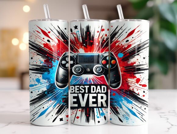 Best Dad Ever Gaming Controller Tumbler Graphics