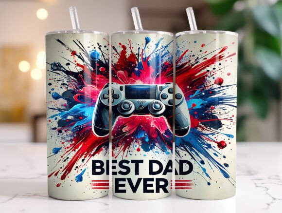 Best Dad Ever Gaming Tumbler Wrap Graphics