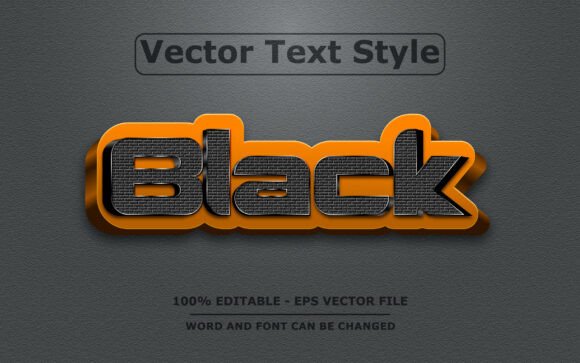 BLACK Vector Text Effect – Editable Bold for Graphics