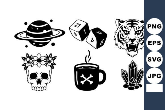 Collection of Black and White Vector Ico for Web and Editorial Design