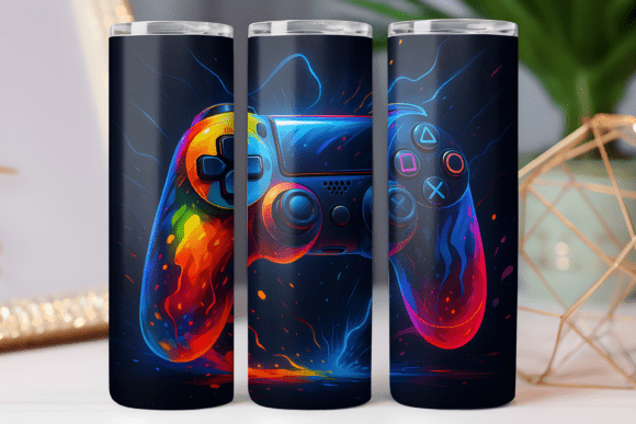 Color Gaming Tumbler Wrap 20oz Skinny Graphics for Blog and Web Use