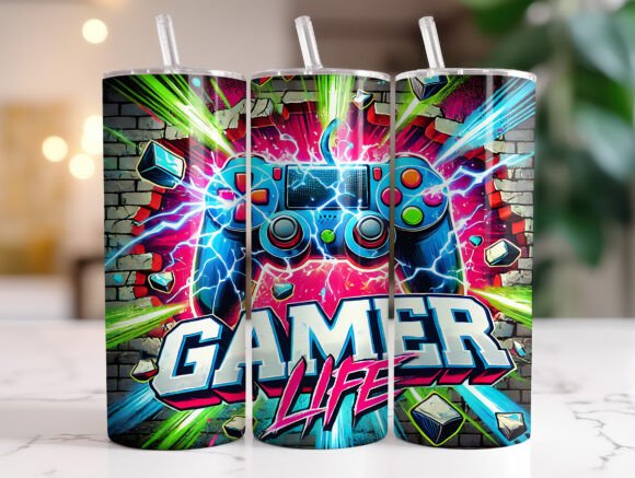 Colorful Controller Gaming Tumbler Wrap Graphics