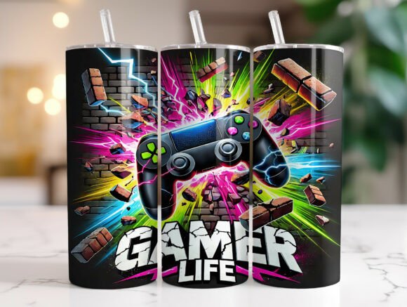 Colorful Gaming Controller Tumbler Wrap Graphics