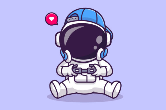 Cute Astronaut Gaming Cartoon Graphics for Handmade Creations