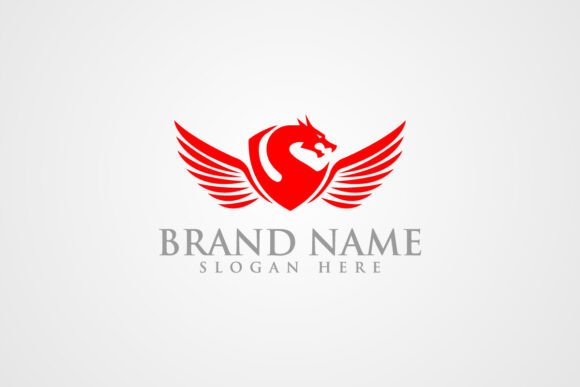 Dragon Wings, Dragon Shield Vector Logo Graphics & Logos