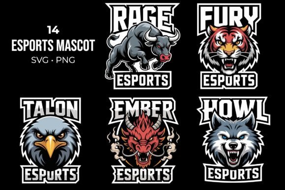 Esports Animal Mascot Logos Pack SVG PNG for Branding and Graphics