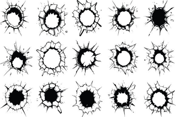 Explosion Cracked Wall Vector Bundle for Graphic Design