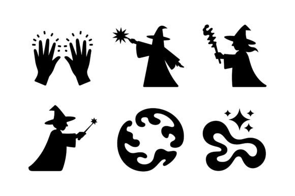 Fantasy Wizard Magic Spell Icon Set for Branding and Packaging