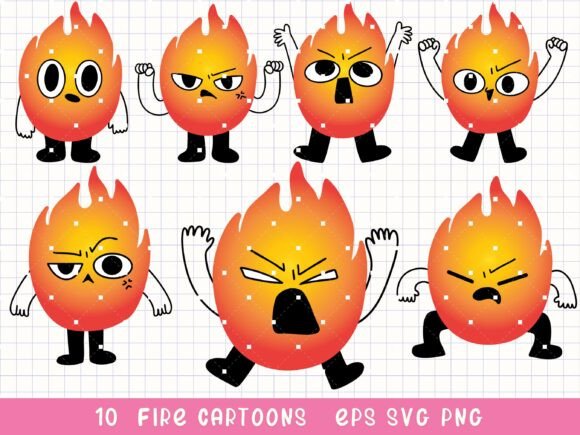 Fire Cartoon Clipart Angry Flame SVG for Branding and Design