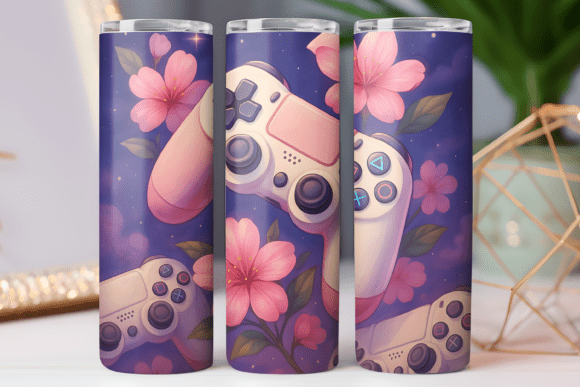 Flower Gaming Tumbler Wrap 20oz Skinny Graphics Freebie