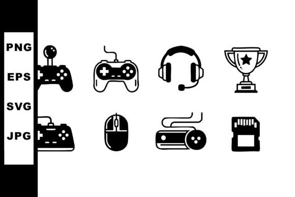 Gaming Icons Set Joystick Controller Mou Graphics