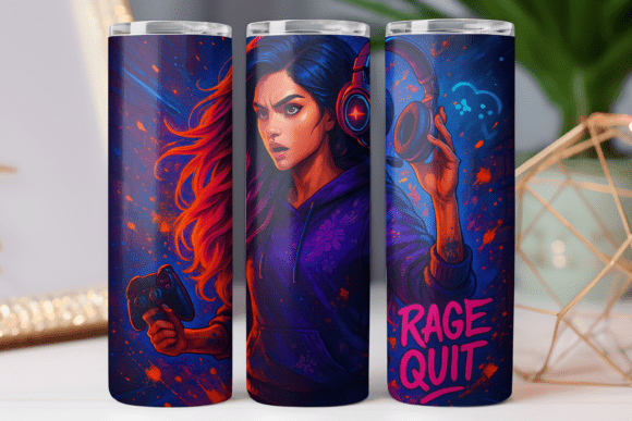 Girl Gaming Tumbler Wrap Skinny 20oz Png for Freebies and Graphics