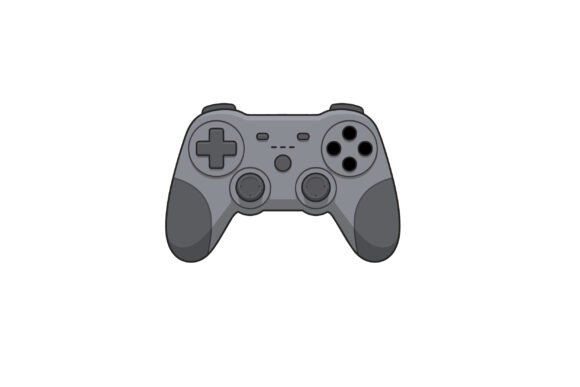 Gray Video Game Controller with Colored Graphics