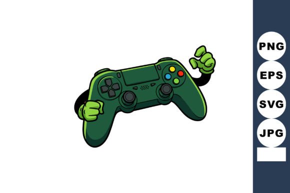 Green Gamepad Controller with Animated H Graphics