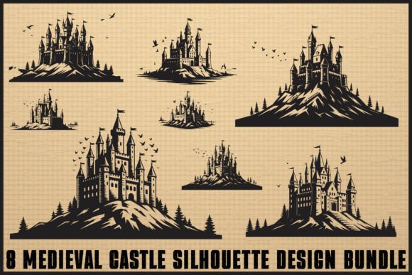 Medieval Castle Silhouette Bundle for Crafting and Graphics