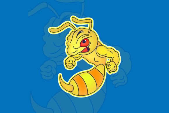 Muscular Bee Mascot Cartoon Vector for Crafting and Graphics