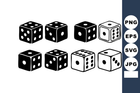 Of Black and White Dice Showing Different Graphics