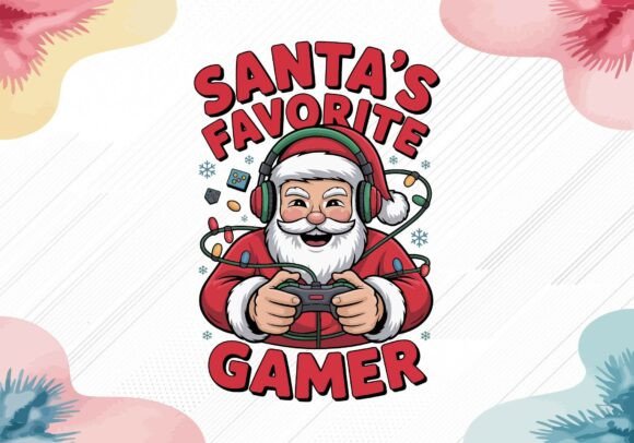 Santa’s Favorite Gamer SVG PNG – A Festive Graphic for Holiday Content