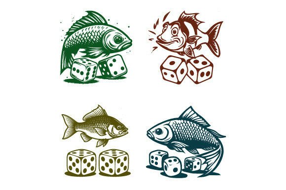 Standard New Fish Dice Beneath Edgy Art - A Graphic Design Asset for Handmade Creations