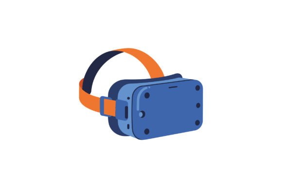 Virtual Reality Headset Blue and Orange Illustration for Branding
