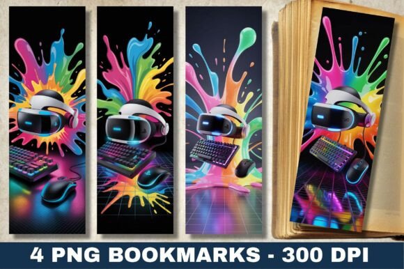 VR Gaming Cyberpunk Splash Art Bookmark Graphics