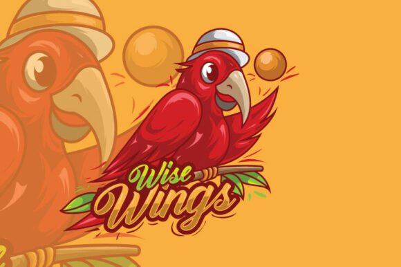 Wise Wings – Colorful Parrot Mascot Logo for Graphics and Logos