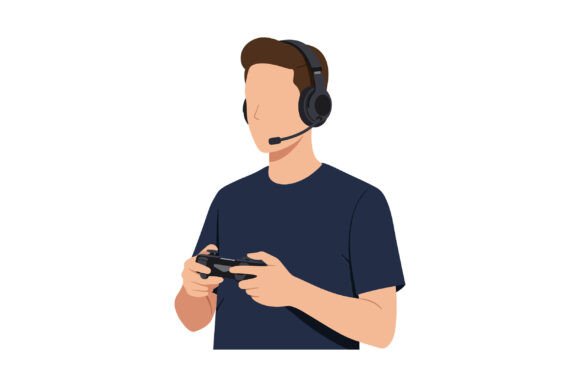 Young Man Wearing a Headset and Holding – A Versatile Graphic Asset