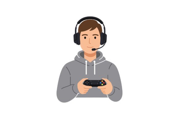 Youthful Gamer Graphic for Modern Design Projects
